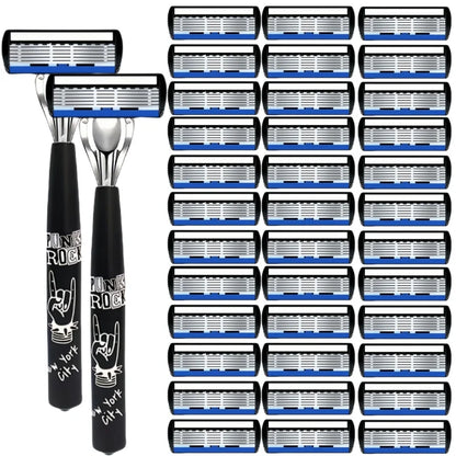 Men Women Safety Manual Shaver with 6-Layer Stainless Steel Blades for Hair Removal, Featuring Replaceable Razor Heads