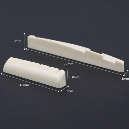 2 Sets 4 Pcs 6 String Acoustic Guitar Bone Bridge Saddle 72mm And Nut 43mm Cow Bone Nut Top Folk Pillow Folk Bottom Pillow