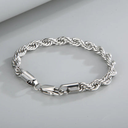 4/6/8mm Stainless Steel Bracelets For Men Women Gold Color Twisted Rope Link Chain Bracelets On the Hand Jewelry Gifts