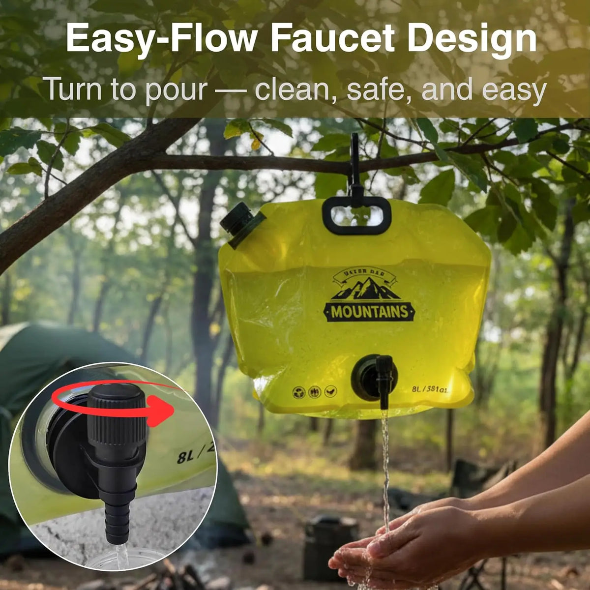 Camping Water Container Collapsible Water Jug with Spout - Reusable Plastic Flasks, Foldable Empty Gallon Jug for Outdoor Hiking
