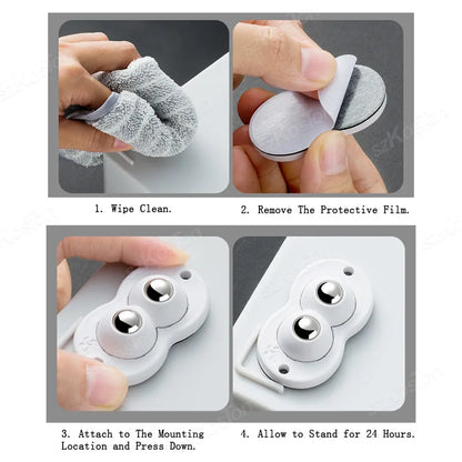 16/8/4 Pcs Self Adhesive Caster Wheels Stainless Steel Nylon 360 Degree Rotation Paste Swivel Wheels Sticky Pulley for Furniture