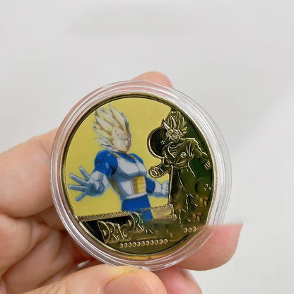 Dragon Ball Gold Plated Gold Coin Son Goku Vegeta Commemorative Coins Children Classic Anime Peripherals Collection Toy Souvenir
