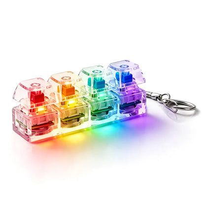 LED Keyboard Fidgets Light Up Transparent Keyboard Caps Finger Clicker Fidget Stress Relief Toy for Adult ADHD Keyboard Keychain