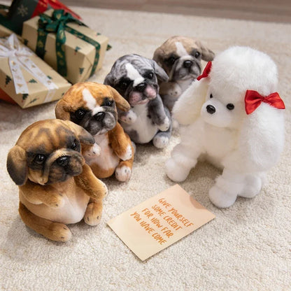 Hot Sale Realistic Sitting Poodle Pug Puppy Plush Toys Stuffed Doggy Cute Fluffy Plush Pet Room Decor Children Birthday Gift