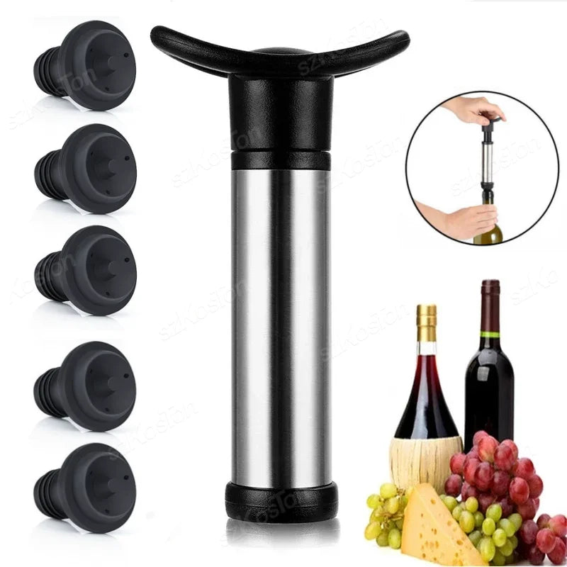 Wine Stopper With Vacuum Pump Bar Accessories Air Lock Aerator Rubber Black Bottle Stopper Keep Wine Fresh Saver Sealing