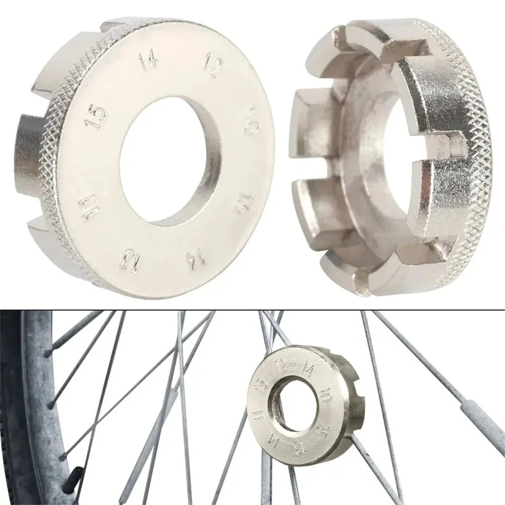 Bikersay Bike Wheel Rim Wrench Mini Adjuster Spanner 8 Way Groove Bicycle Spoke Tension Wrench Bike Demolition Axis Repair Tools