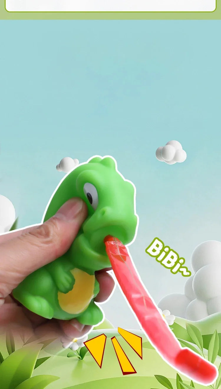 Fidget Decompression pinch toy Creative Frog Dinosaur Sticking Tongue Out Relieve Stress Children Fun Squeeze Interactive Toys