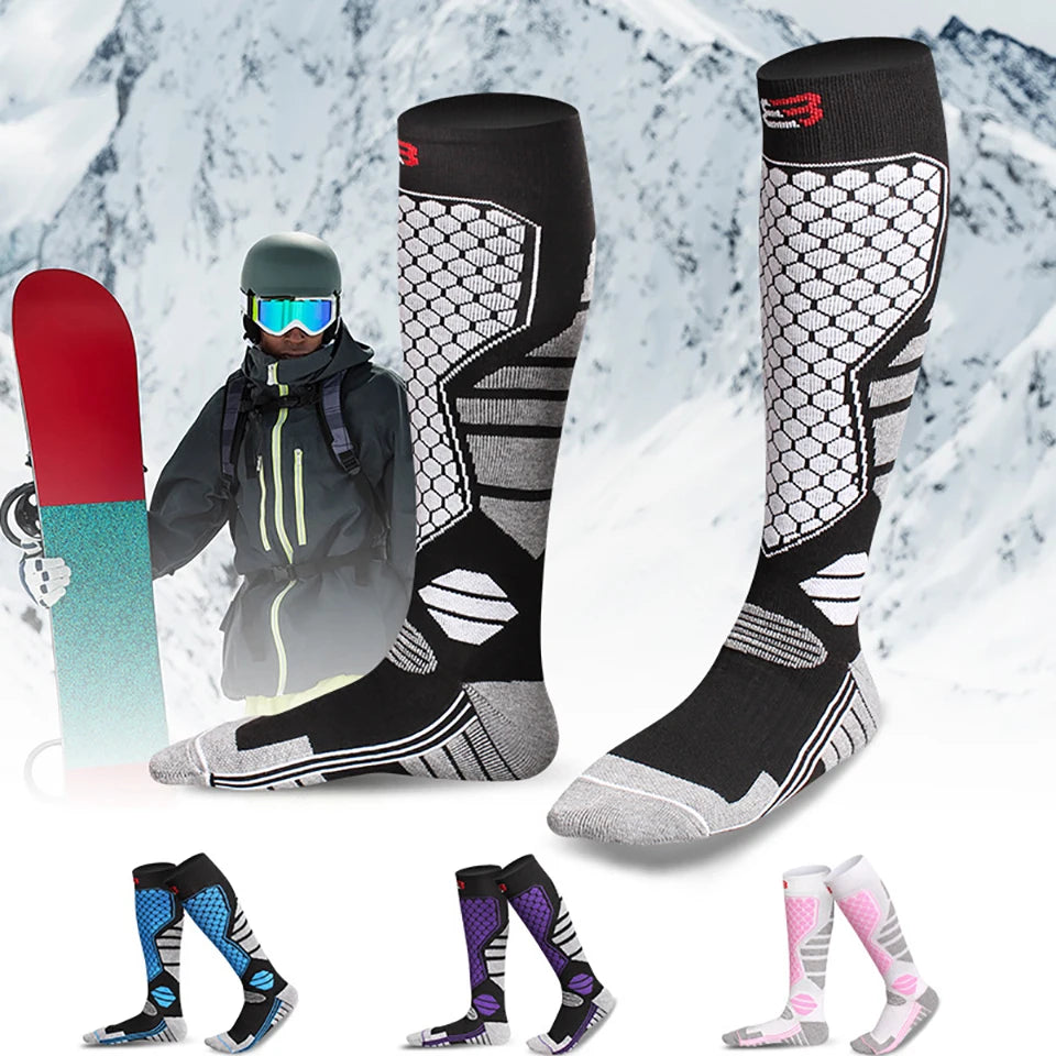 GTUBIKE New Winter Warm Ski Socks Anti-slip Thickened Compression Snowboard Socks Thermal Moisture-wicking Knee High Socks