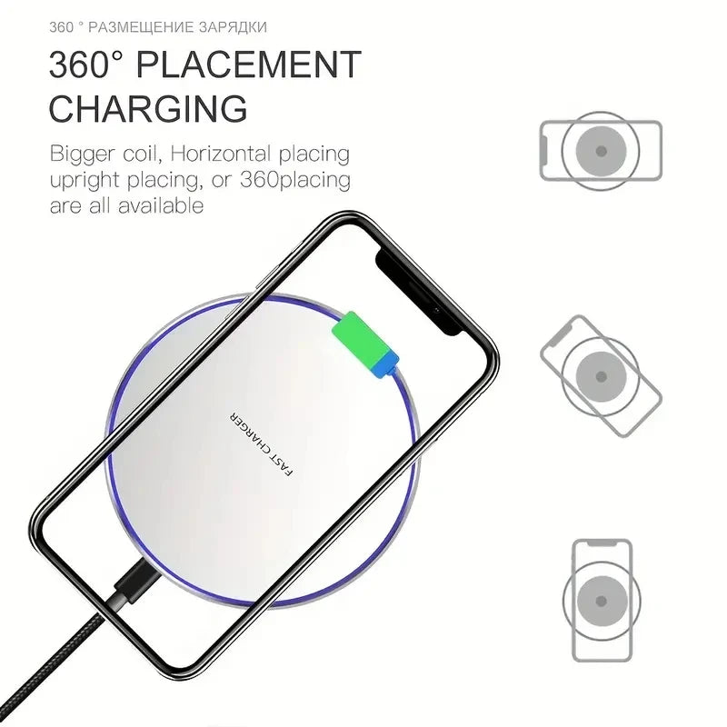 Wireless Charger For iPhone 17 15 14 13 12 X Pro Max Induction Fast Charging Pad Dock Station For Samsung S23 S22 Xiaomi Huawei