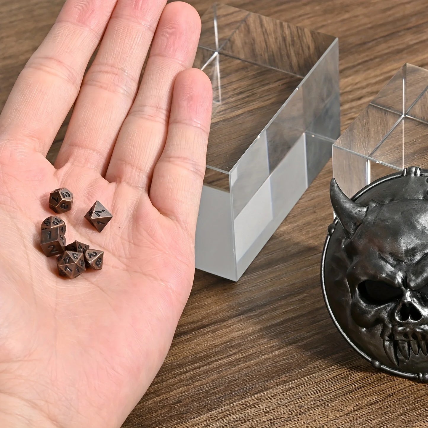 7pcs DND  Mini Antique Iron Dice Set, Bronze Polyhedral Metal Game Dice Set, Tiny Portable Dice For Game Player