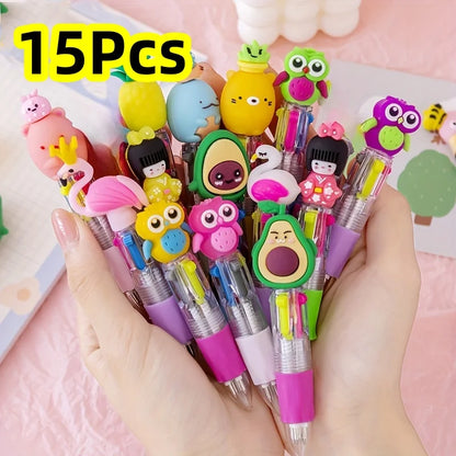 5-20Pcs/Lot Cute Cartoon 4 Color Mini Ballpoint Pen KawaiiUnicorn Flamingo Retractable Stationery Gift SchooOoffice Supplies