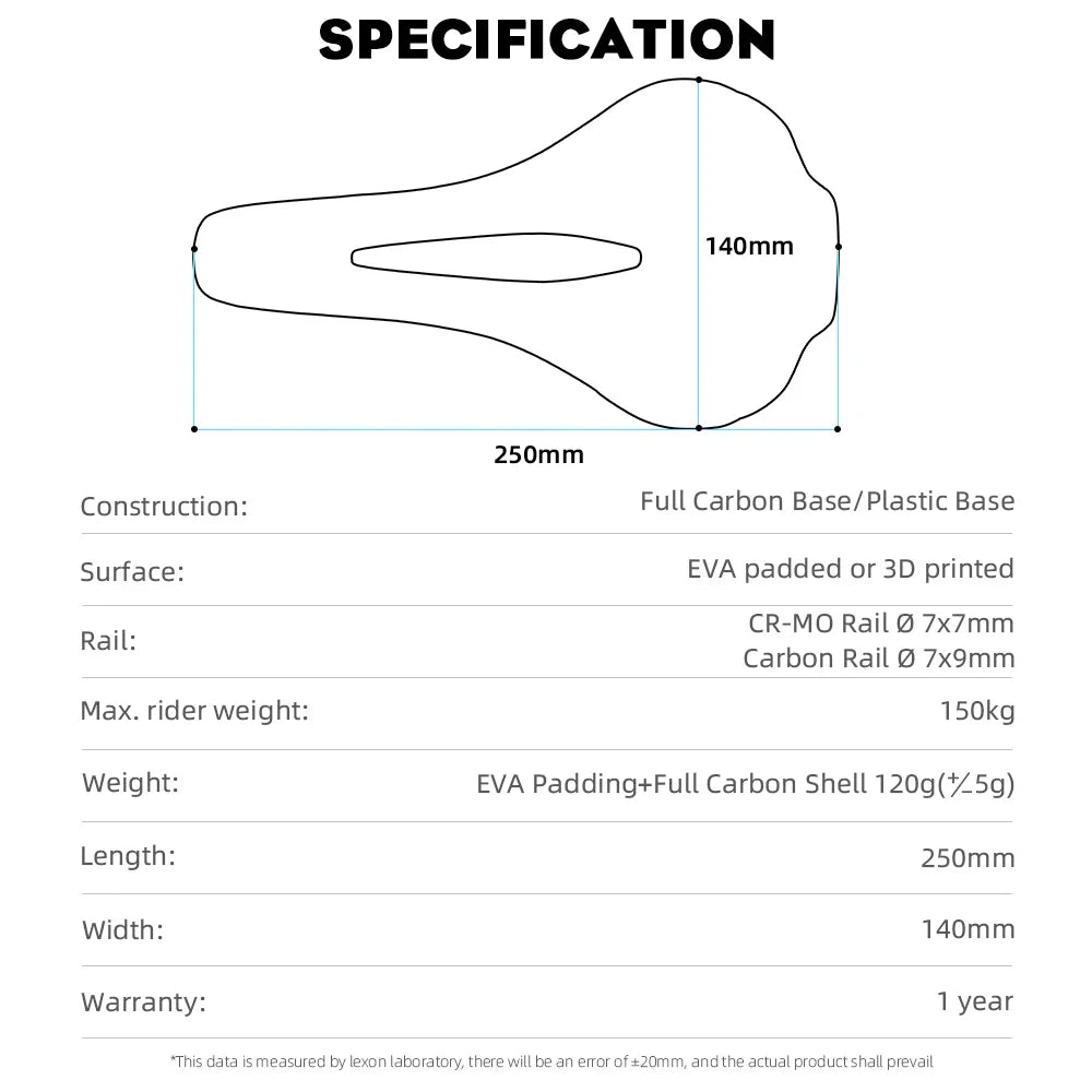 RYET 3D Printed Bicycle Saddle 120g Carbon Cushion Super Light Bike Seating for MTB Gravel Road Bike Seat Cycling Accessories