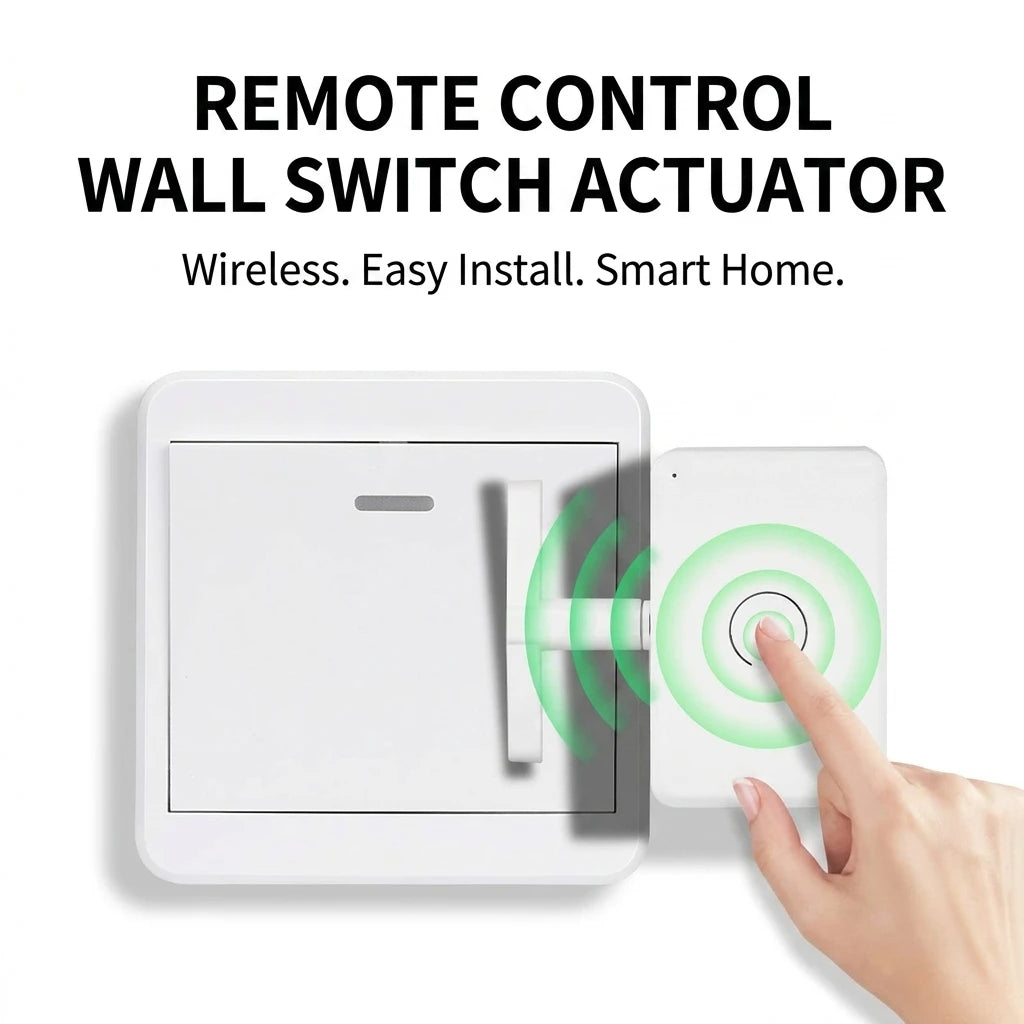Cordless Remote Control Automatic Button Switch Lazy On Off Pusher for Lights & Electrical Tools, No Installation Needed