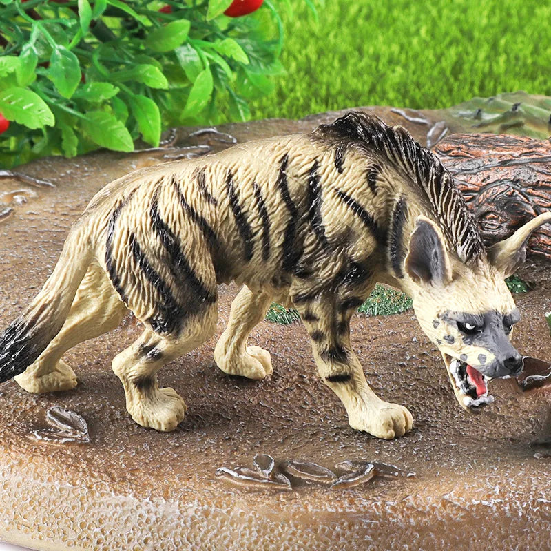Oenux Classic Wild African Animals Simulation Tiger Hyaenidae Action Figure Figurines PVC Model Education School Kid Toys