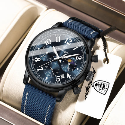 POEDAGAR Luxury Sports Men Watch Waterproof Luminous Leather Quartz Man Wristwatch Chronograph Date Military Men's Watches Reloj