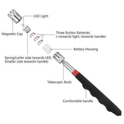 Extendable Pickup Rod Stick，Magnetic Picker Mini Portable Telescopic Magnetic Magnet Pen For Picking Up Screws Nut Bolt