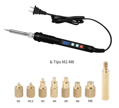 Heat Set Insert Press Tool M2 M3 M4 M5 M6 M8 Brass Thread Insert Nut Soldering Iron Tip Embedded Copper Nuts Kit for 3d Printing