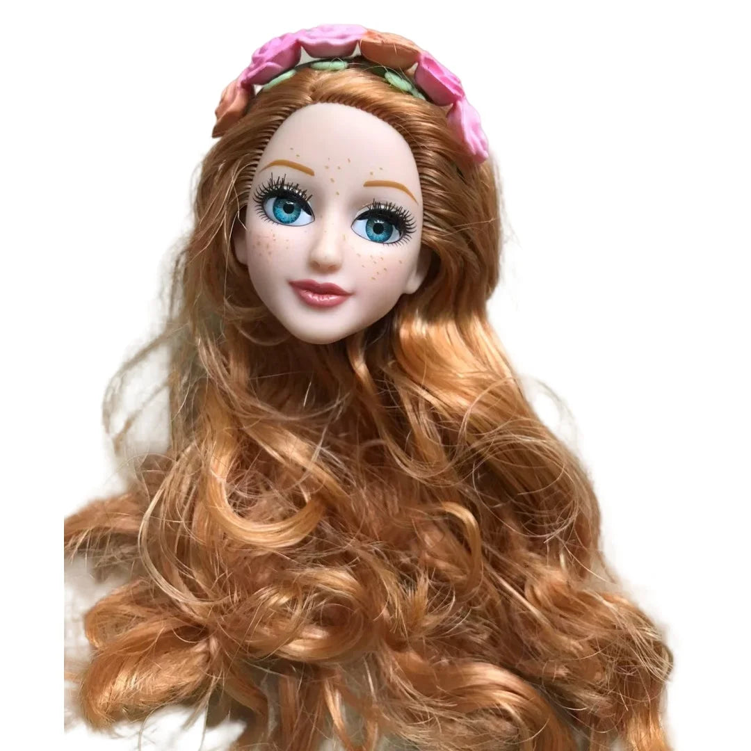 Glasses Eyes With Real Eyelashes Doll Heads Colorful Soft Doll Parts White Skin Doll Accessories Girl Gift Toys Figures
