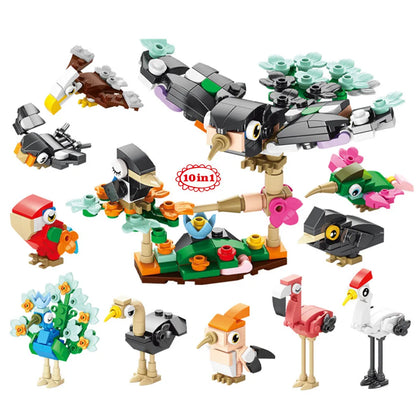 Insect World Animals Scorpion Mantis Ants Spider Birds Marine Animal Building Blocks Toys Desktop Ornaments Bricks Kids Gift