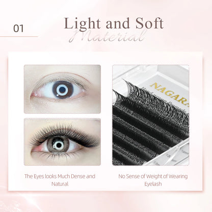 NAGARAKU Double Tips 3D W Shape False Eyelash Extensions Premade Volume Fans Autofan Lashes Bloom Mesh YY Eyelashes 6D