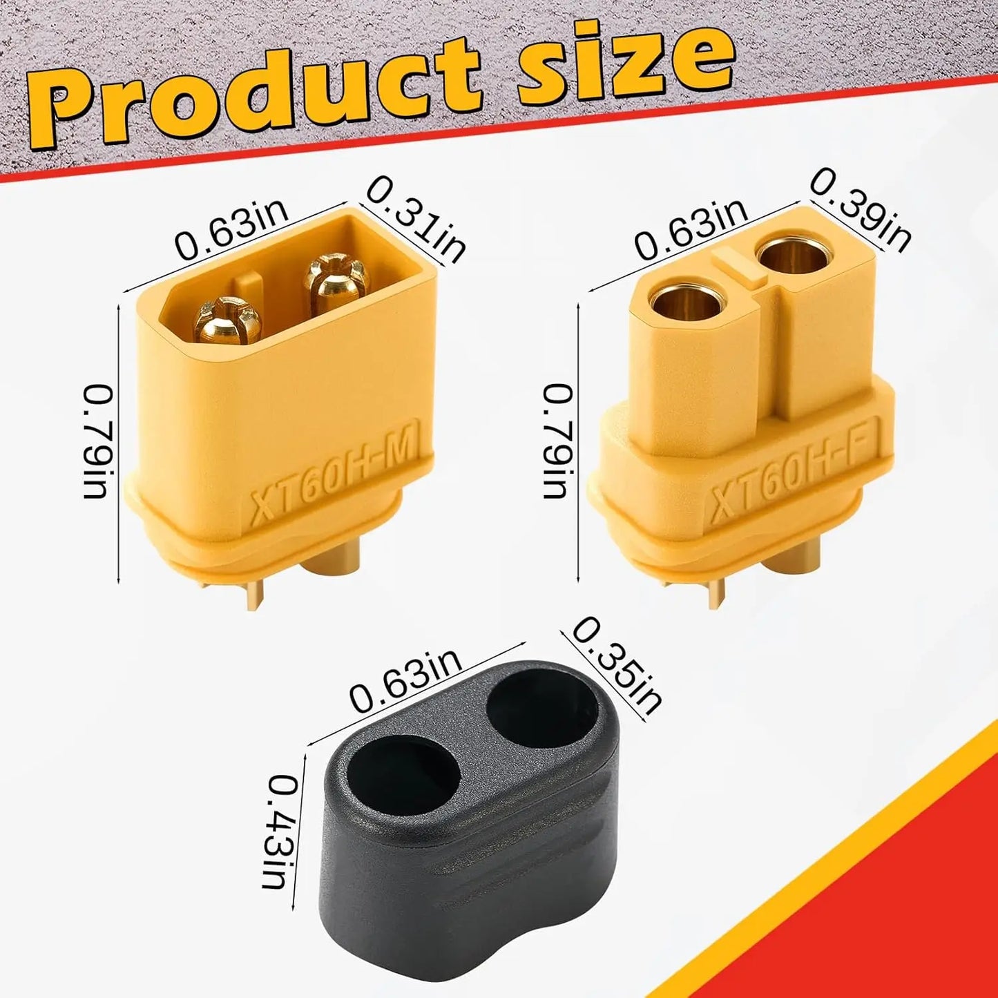 10 Pair XT60H (XT60 Upgrade) Connectors, XT60H Male Female Bullet Connectors Plugs with Sheath for Lithium Battery RC Planes Car