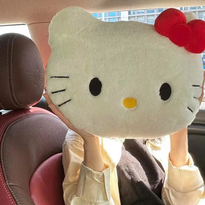Anime Sanrio Hello Kitty Cute Cartoon Head Plush Pillow Sofa Bedside Cushion Car Cushion Nap Pillow Birthday Gifts for Girl