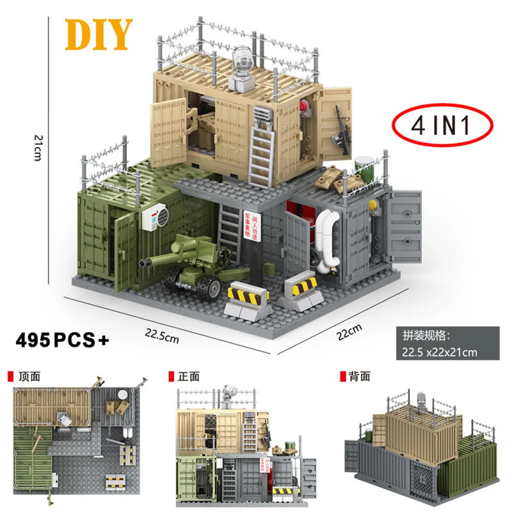 World War 2 WW2 Army Military Soldiers SWAT Police Container Weapon Cannon Base Model Building Blocks Bricks Children's Toys