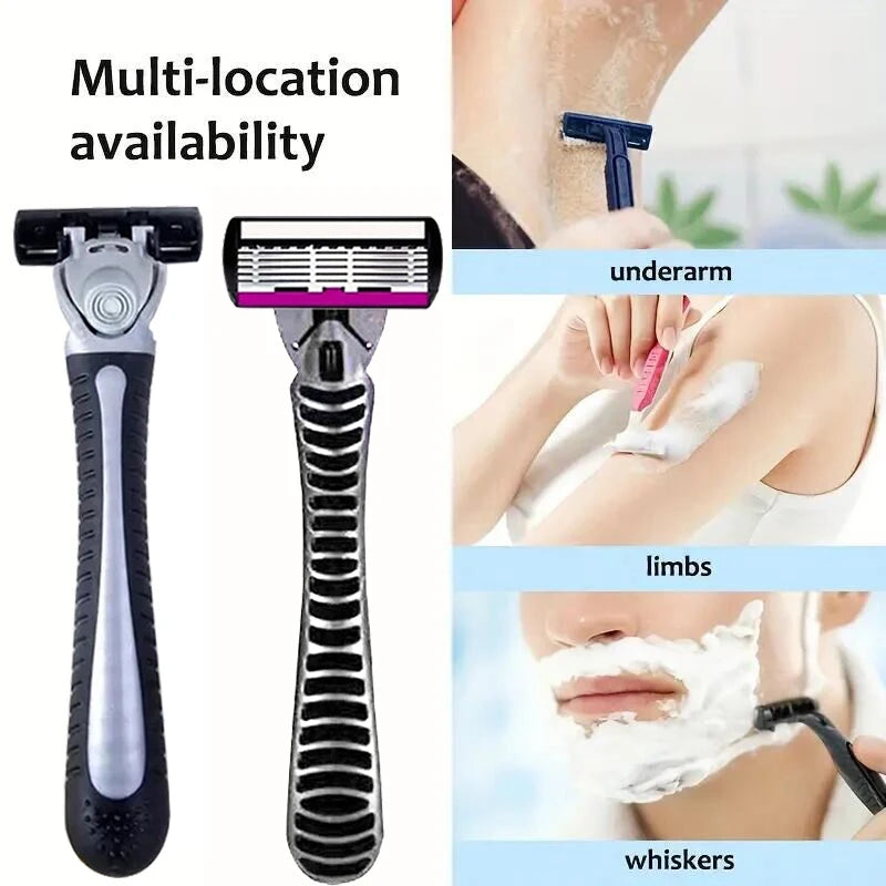6-Layer Razor Head Manual Shaver, Stainless Steel Classic Double Edge Blade Razor Safety Vintage Shaving Beard Moustache Manual