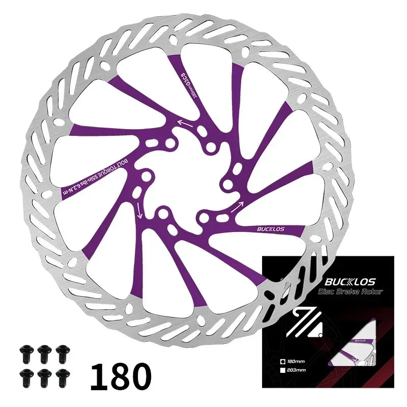 BUCKLOS Ultralight MTB Bike Hydraulic Disc Brake Rotor 160/180/203mm Mountain Road Racing Bicycle Brake Disc with 6 Free Bolts
