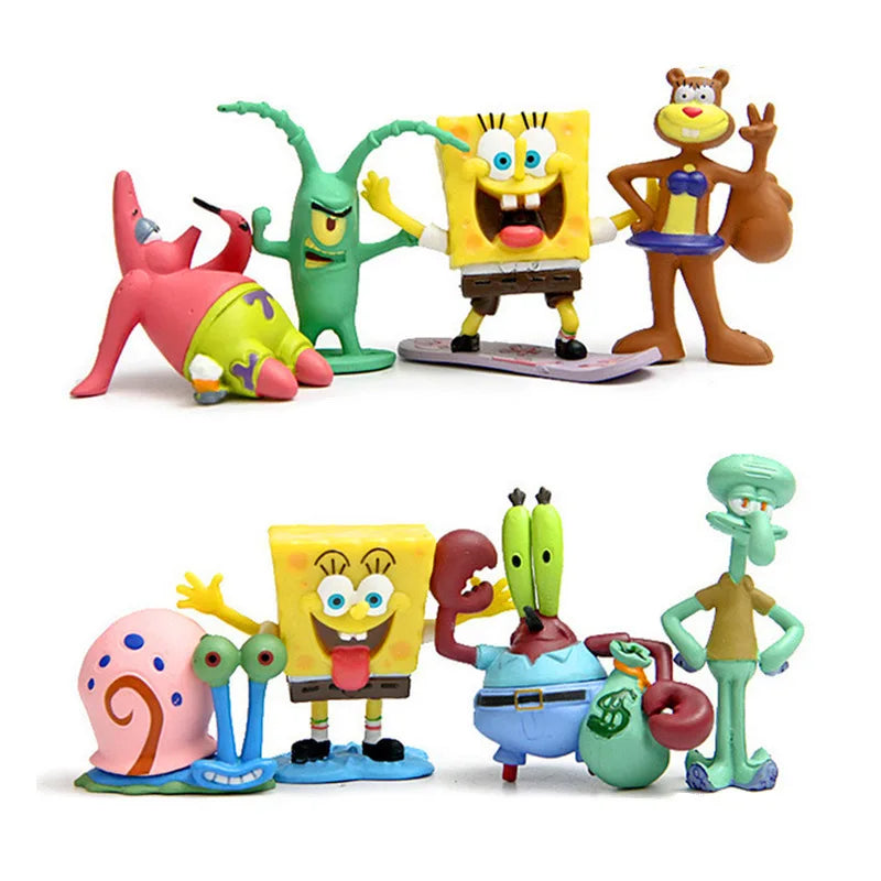 Spongebob Anime Figure Patrick Star Octopus Brother Handmade Model Cartoon Toys for Kids Ornaments 6PCS/8PCS Set Cake Decoration