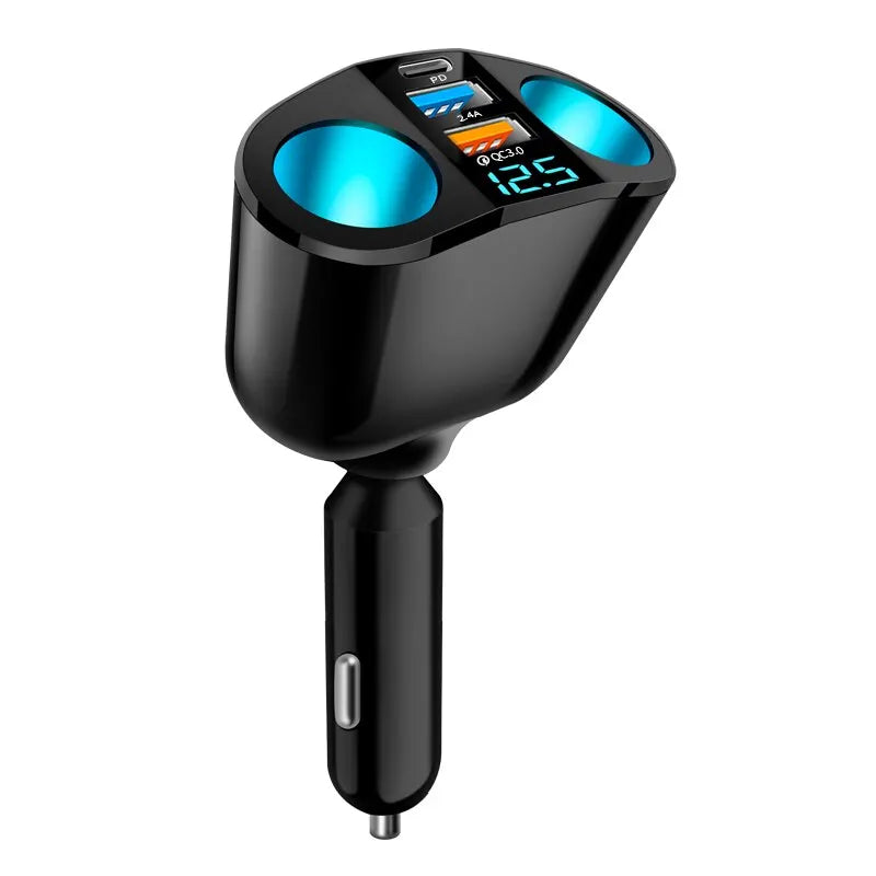Multiple Devices Can Be Charged at the Same Time with Digital Display Car Charg Dual-port Car Charger Adapter