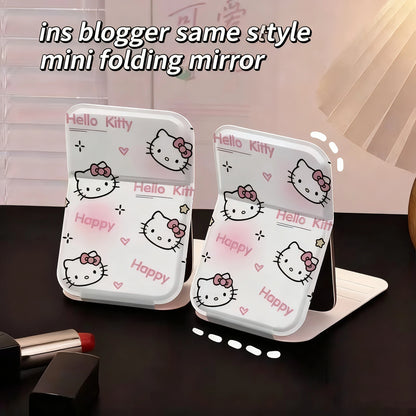 Carry-on portable cartoon Hello Kitty makeup mirror mini folding mirror good-looking cute mirror small mirror kawaii