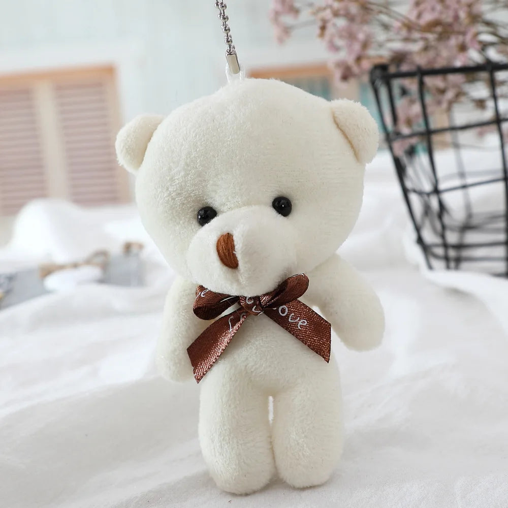 30pcs New 21Color Mini Bear Plush Doll Keychain 12cm Cute Colorful Bear Animal Stuffed Toys For Girl Bag Pendant Children Gifts