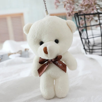 30pcs New 21Color Mini Bear Plush Doll Keychain 12cm Cute Colorful Bear Animal Stuffed Toys For Girl Bag Pendant Children Gifts