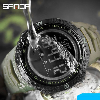 SANDA 6014 Military Sport Watch for Men Clock Digital Wristwatches Shockproof Countdown Waterproof Bracelet Relojes Para Hombre