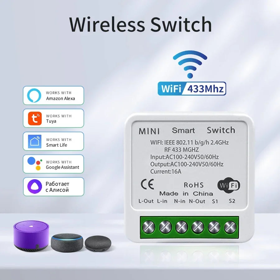 Tuya Smart WiFi Switch For Lighting RF 433MHz Wireless Switch Smart Life APP Voice Control Work With Alice Alexa Google Home