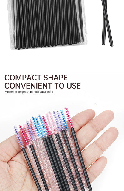 50 Pcs Eyelash Brushes Disposable Crystal Eyebrow Brush Mascara Wand Eye Lash Cosmetic  Lashes Extension Makeup Tools
