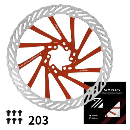 BUCKLOS Ultralight MTB Bike Hydraulic Disc Brake Rotor 160/180/203mm Mountain Road Racing Bicycle Brake Disc with 6 Free Bolts