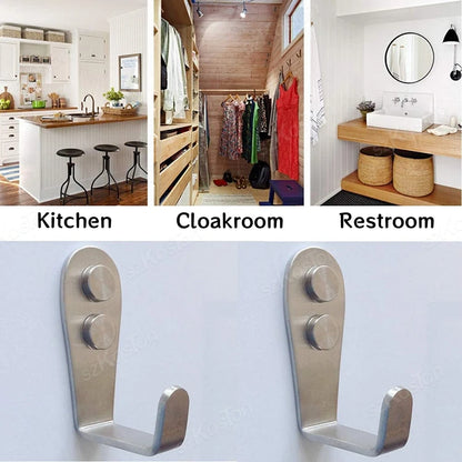 20/10 PCS Double Hole Hook Heavy Duty Stainless Steel Wall Hook Waterproof Hook Bathroom Hanging Towel Key Coat Bag