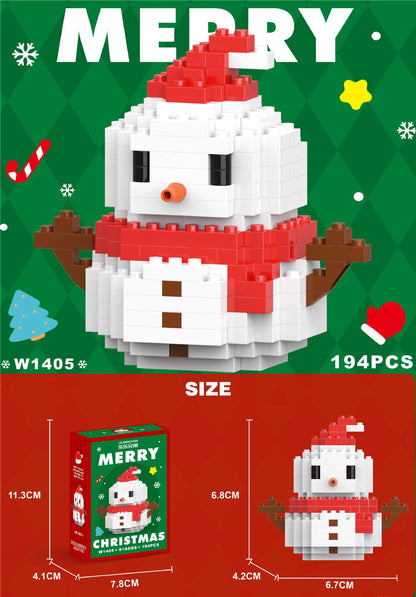 Christmas Building Block Santa Claus Snowman Elk Tree Micro Brick Puzzle Assembly Model Home Decoration Xmas Party Gift Kid Toy