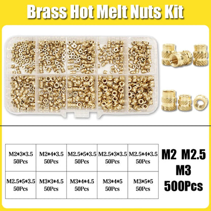 Hot Melt Brass Heat Insert Nut Iron Tip M2 M2.5 M3 M4 M5 M6 Embedded Heating Knurled Brass Inserts Nuts 3D Printer Case Notebook
