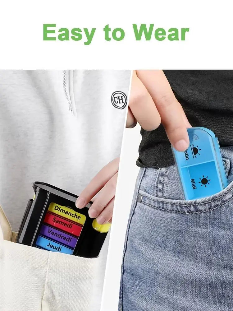 4-Compartment Weekly Pill Organizer - Morning, Noon, Evening, Night Pill Box for Easy Supplement Management