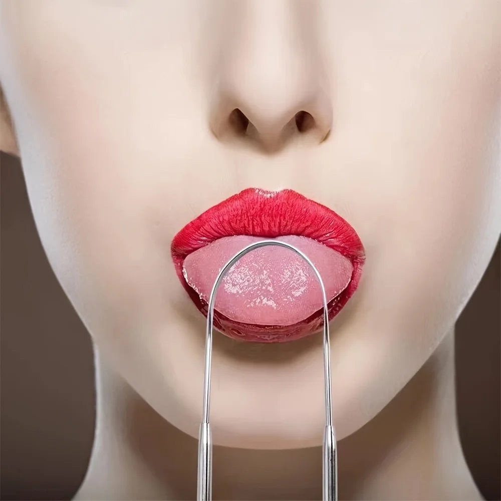 1/2/6pcs Stainless Steel Tongue Cleaning Tongue Scraper Reusable Tongue Coating Cleaning Scraper Silvery U Shaped Tongue