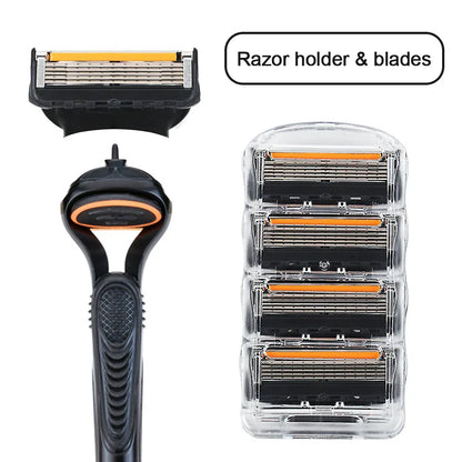 4/12/24 Pcs 5-layer Men's Razor Fusion Pro Power Shaving Shaver Male Face Beard Hair Trimmer 5 Layer Blades Replacement Refills