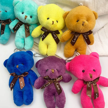 30pcs New 21Color Mini Bear Plush Doll Keychain 12cm Cute Colorful Bear Animal Stuffed Toys For Girl Bag Pendant Children Gifts