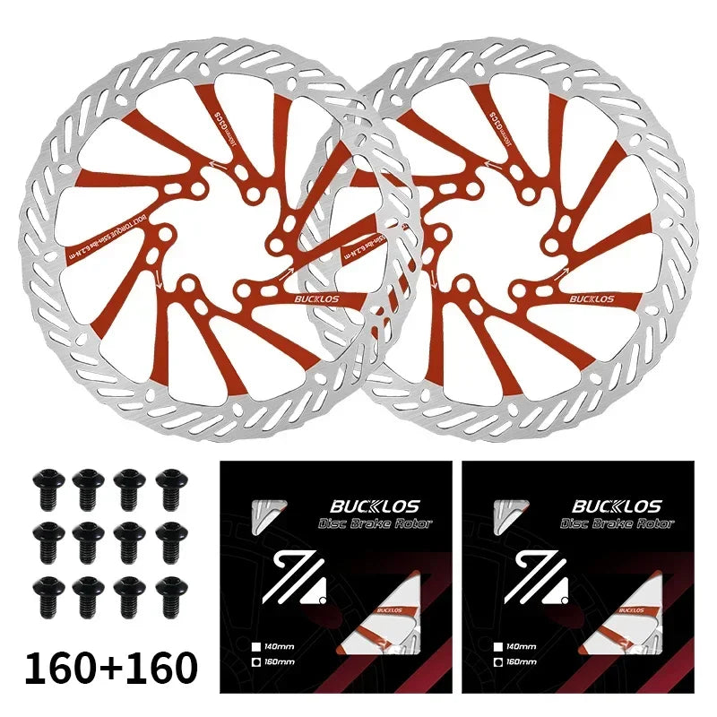 BUCKLOS Ultralight MTB Bike Hydraulic Disc Brake Rotor 160/180/203mm Mountain Road Racing Bicycle Brake Disc with 6 Free Bolts