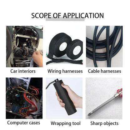 Flannel Cloth Harness Tape Anti Noise Wear Resistant Self Adhesive Fabric Tape for Car Wiring Harness Auto Interior Protection