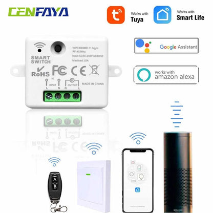 CENFAYA Smart WiFi Light Switch RF 433MHz Wireless Remote Control Wall Switch 110 220V 230V For Alexa Google Home Timer Function
