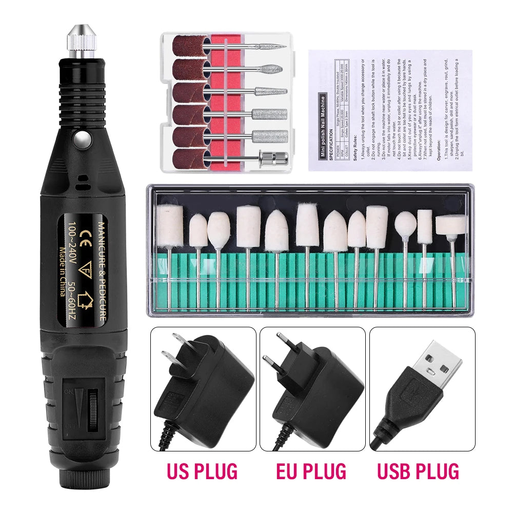 LULAA Portable Professional Electric Nail Drill Machine Manicure Tools Pedicure Drill Set Family Nail File Nail Drill Equipment