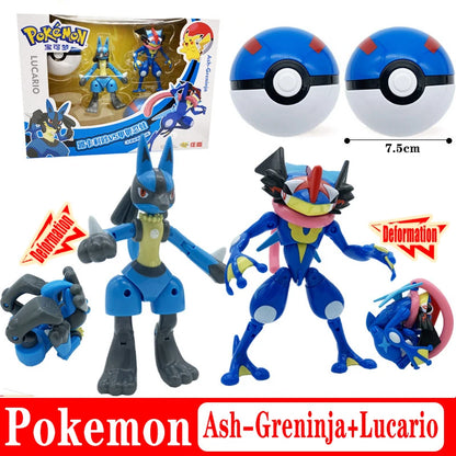 High Quality Pokemon Ball Deformation Toy Pikachu Mewtwo Gyarados Pocket Monster Pokeball Pokemon Action Figure Children Toy Gif